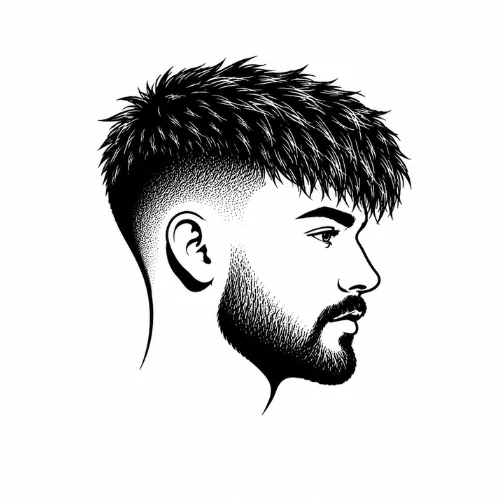 Textured Fringe Blog logo featuring a modern textured fringe haircut and fade.